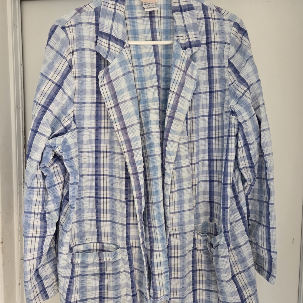 Roaman's Blue and White Blazer Elegant Suit Jacket